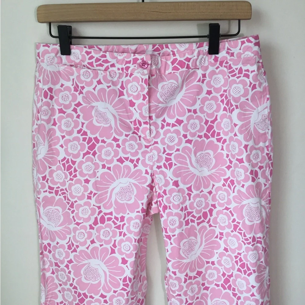Lilly Pulitzer Pink and White Floral Capri Cropped Pants